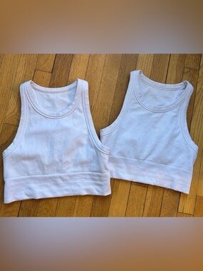 White Ribbed Tank Crop Top Duo